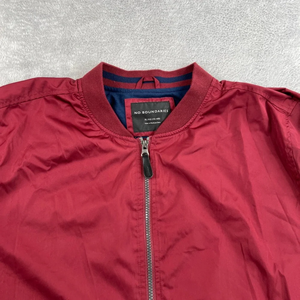 No Boundaries Lightweight Bomber Jacket XL Burgundy Men Streetwear Full Zip